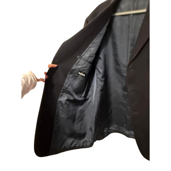 Huckberry Vintage 46L 100% CASHMERE Big&Tall Blazer Luxury 3 Button Jacket Black - Picture 6 of 10